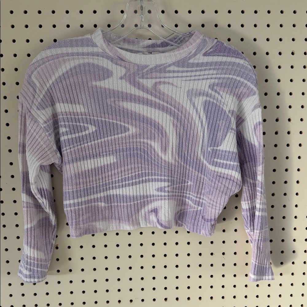 H&M Lavender and White Swirl Crop Top